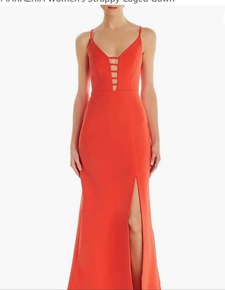 BGMAXAZRIA Women's Strappy Caged Gown,size 12 ,Color: Poinsettia - Picture 4 of 10